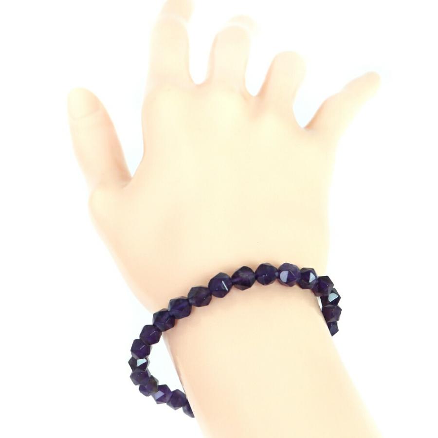 パワーストーン 天然石 ブレスレット アメジスト ダイヤカット 6mm 数珠 念珠 Bracelet お試し価格 |  | 02