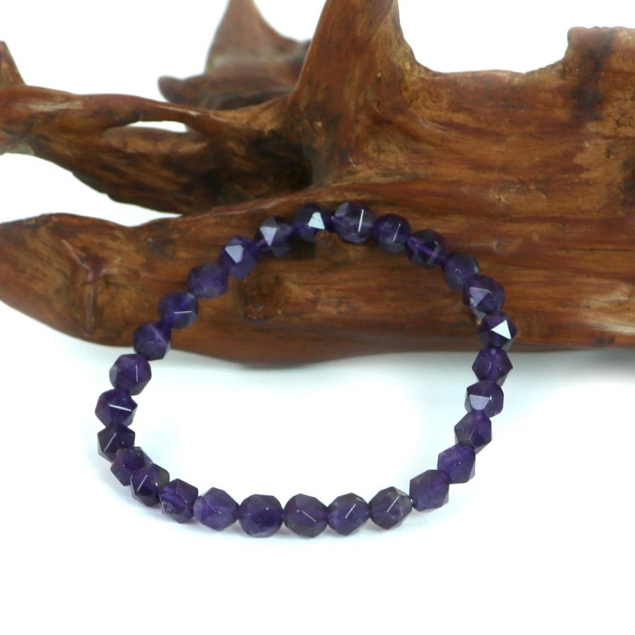 パワーストーン 天然石 ブレスレット アメジスト ダイヤカット 6mm 数珠 念珠 Bracelet お試し価格 |  | 03