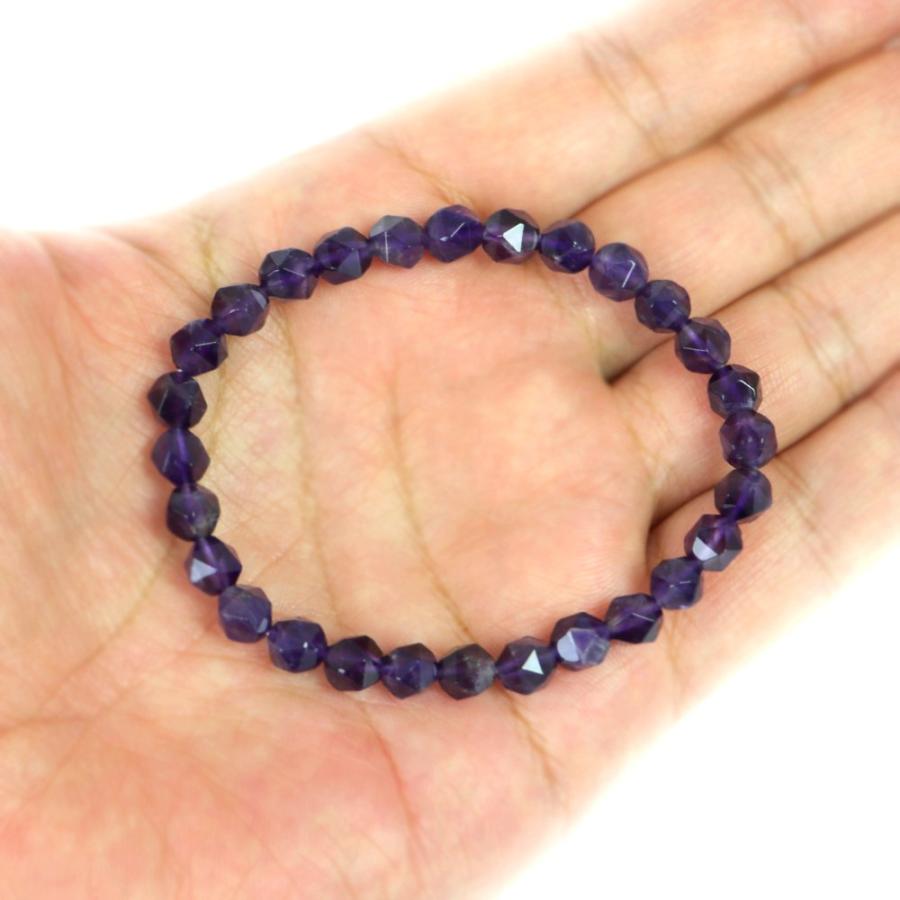 パワーストーン 天然石 ブレスレット アメジスト ダイヤカット 6mm 数珠 念珠 Bracelet お試し価格 |  | 04