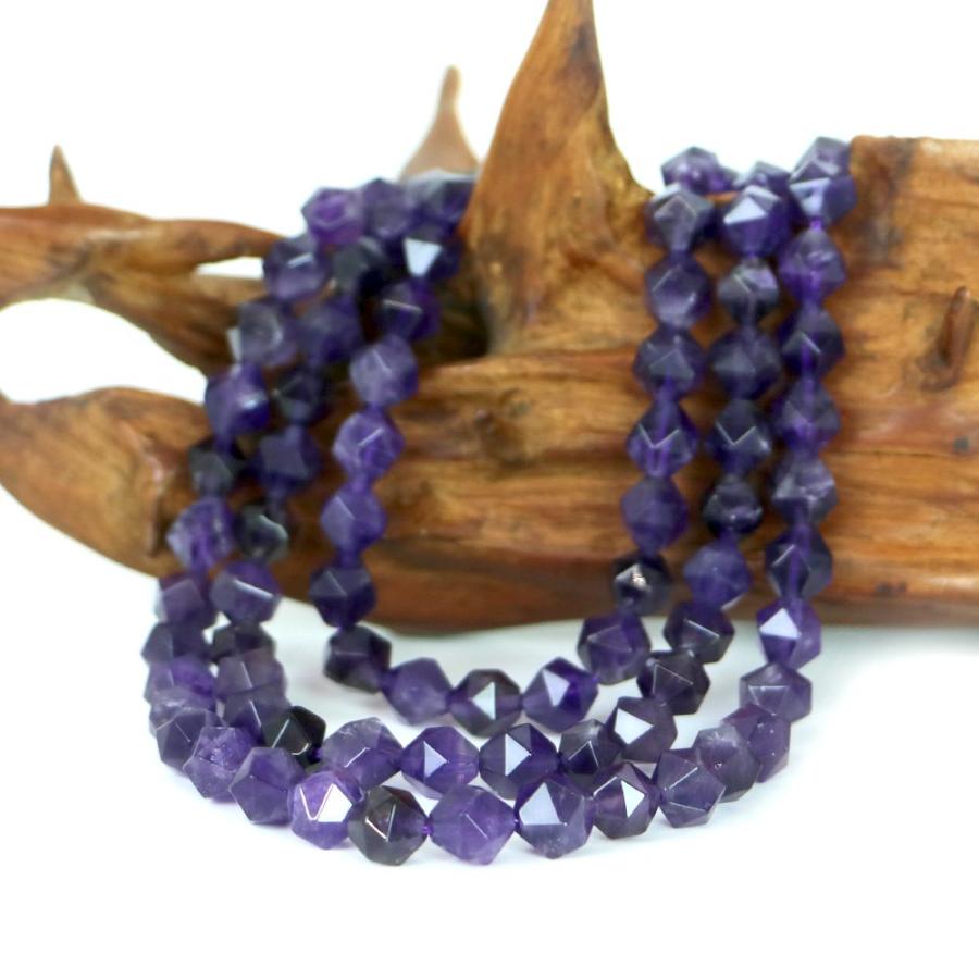 パワーストーン 天然石 ブレスレット アメジスト ダイヤカット 8mm 数珠 念珠 Bracelet お試し価格 |  | 11