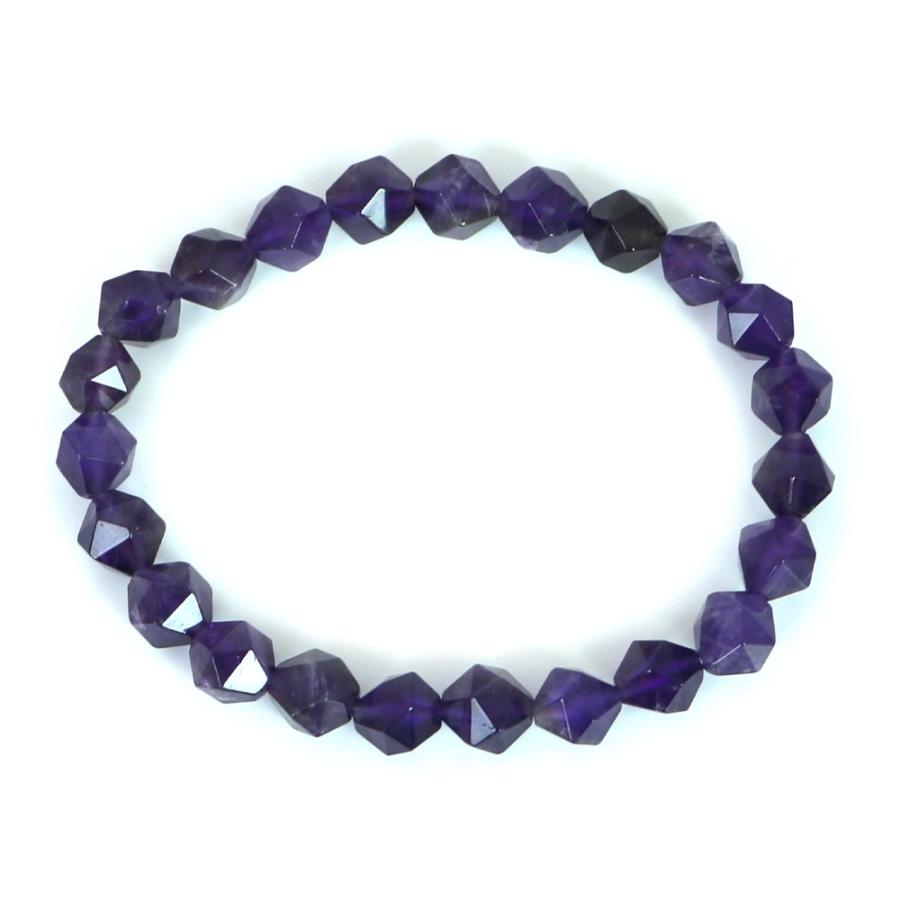 パワーストーン 天然石 ブレスレット アメジスト ダイヤカット 8mm 数珠 念珠 Bracelet お試し価格 |  | 01