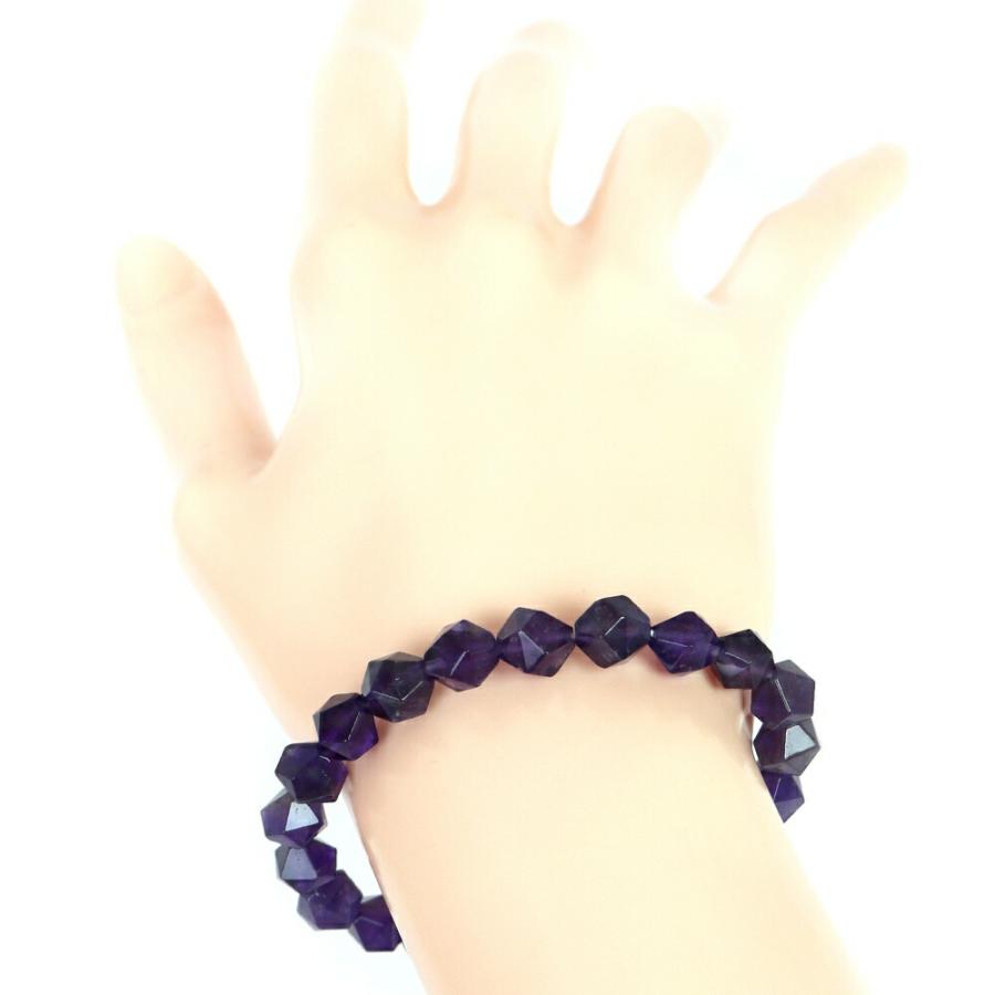 パワーストーン 天然石 ブレスレット アメジスト ダイヤカット 8mm 数珠 念珠 Bracelet お試し価格 |  | 02