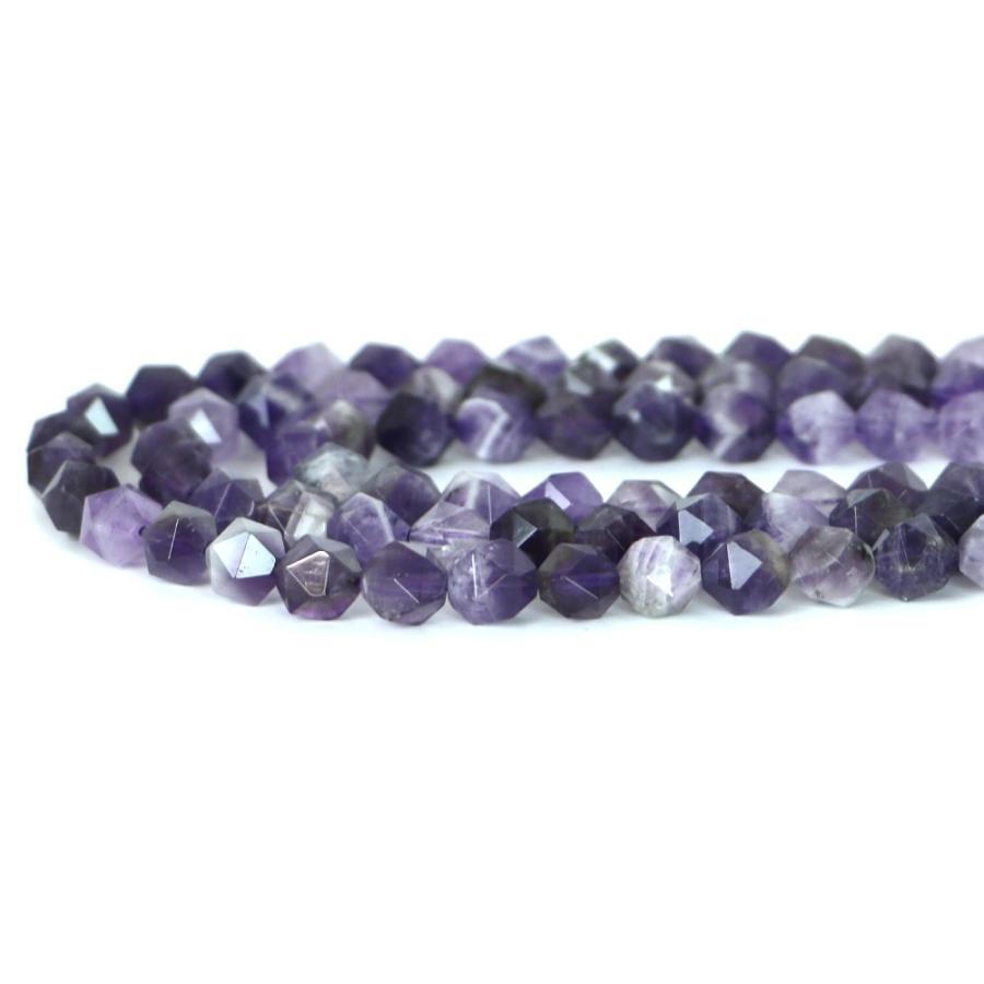 パワーストーン 天然石 ブレスレット シェブロンアメジスト（ドッグティース） ダイヤカット 8mm 数珠 念珠 Bracelet お試し価格 |  | 10