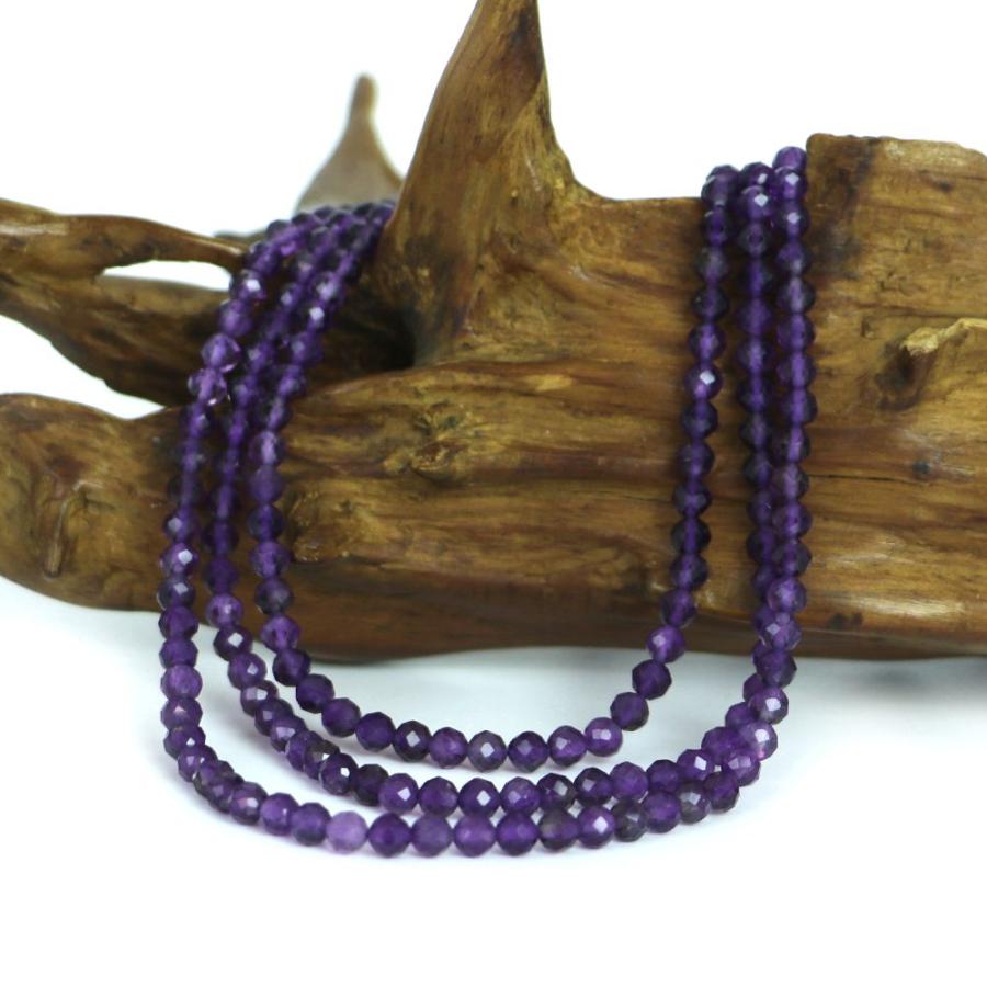 パワーストーン 天然石 ブレスレット アメジスト カット 4mm 数珠 念珠 Bracelet お試し価格 |  | 11