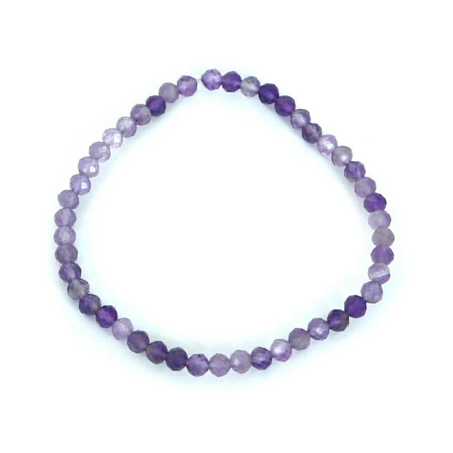 パワーストーン 天然石 ブレスレット アメジスト カット 4mm 数珠 念珠 Bracelet お試し価格 |  | 01
