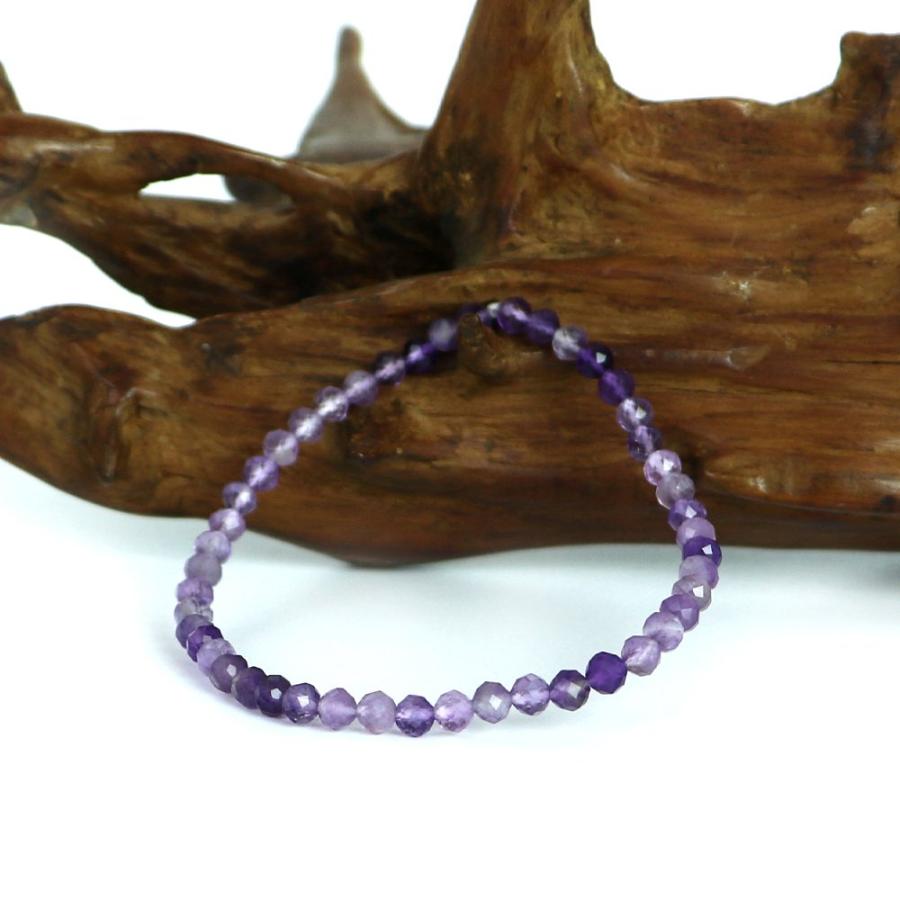 パワーストーン 天然石 ブレスレット アメジスト カット 4mm 数珠 念珠 Bracelet お試し価格 |  | 02