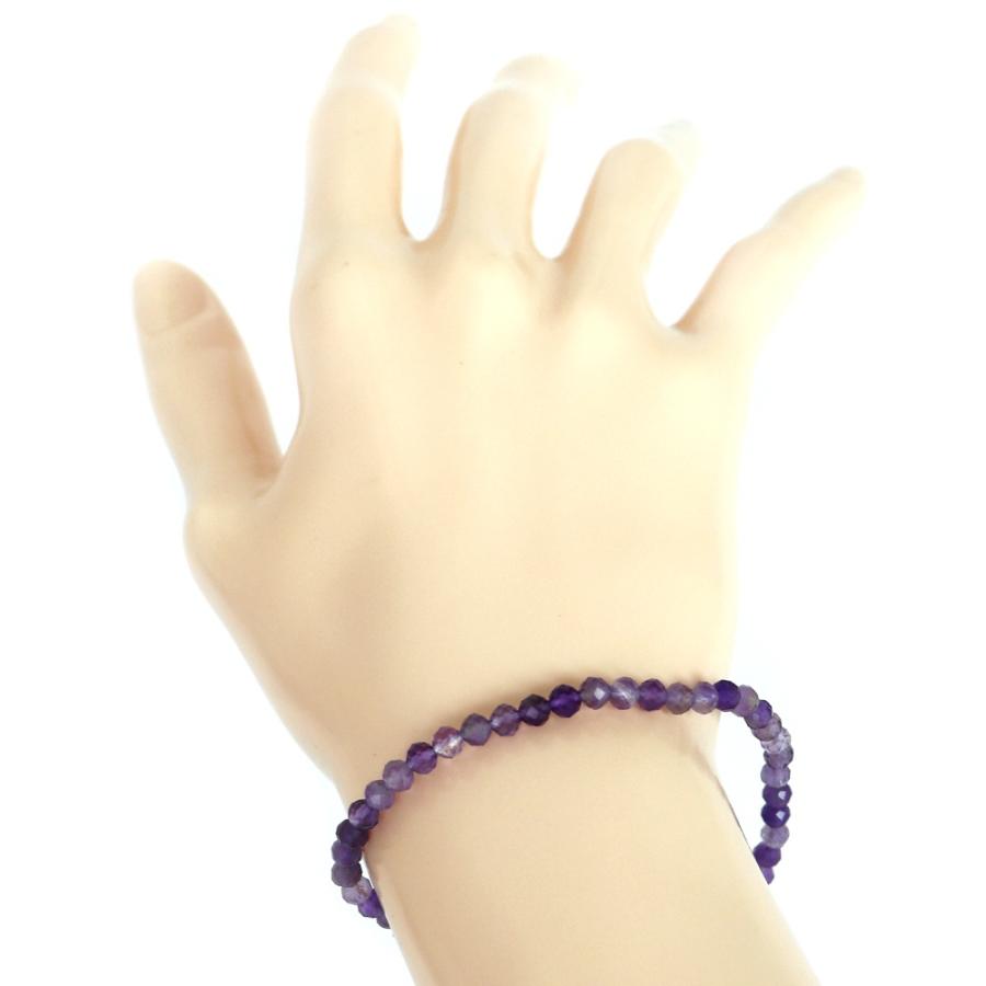 パワーストーン 天然石 ブレスレット アメジスト カット 4mm 数珠 念珠 Bracelet お試し価格 |  | 03