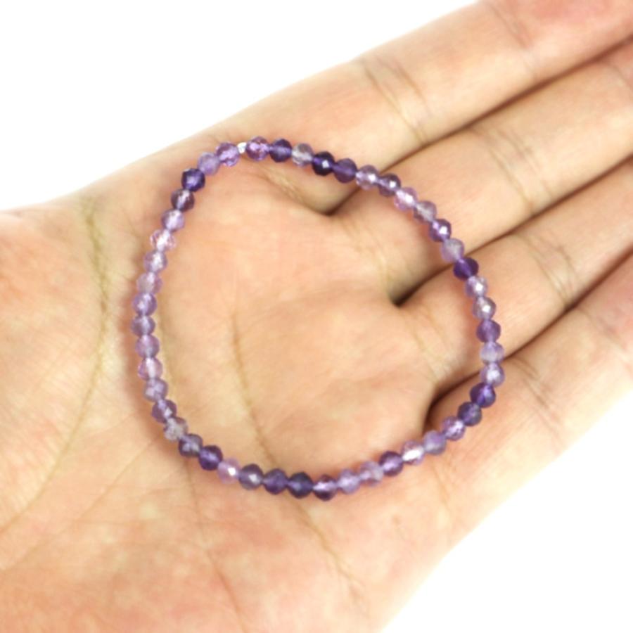 パワーストーン 天然石 ブレスレット アメジスト カット 4mm 数珠 念珠 Bracelet お試し価格 |  | 04