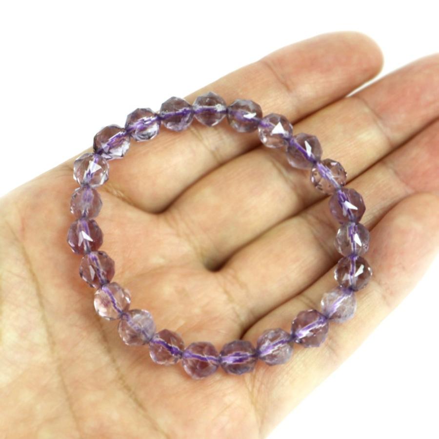パワーストーン 天然石 ブレスレ ット アメジスト ライトカラー【ダイヤカット】8mm 数珠 念珠 Bracelet お試し価 格 |  | 04