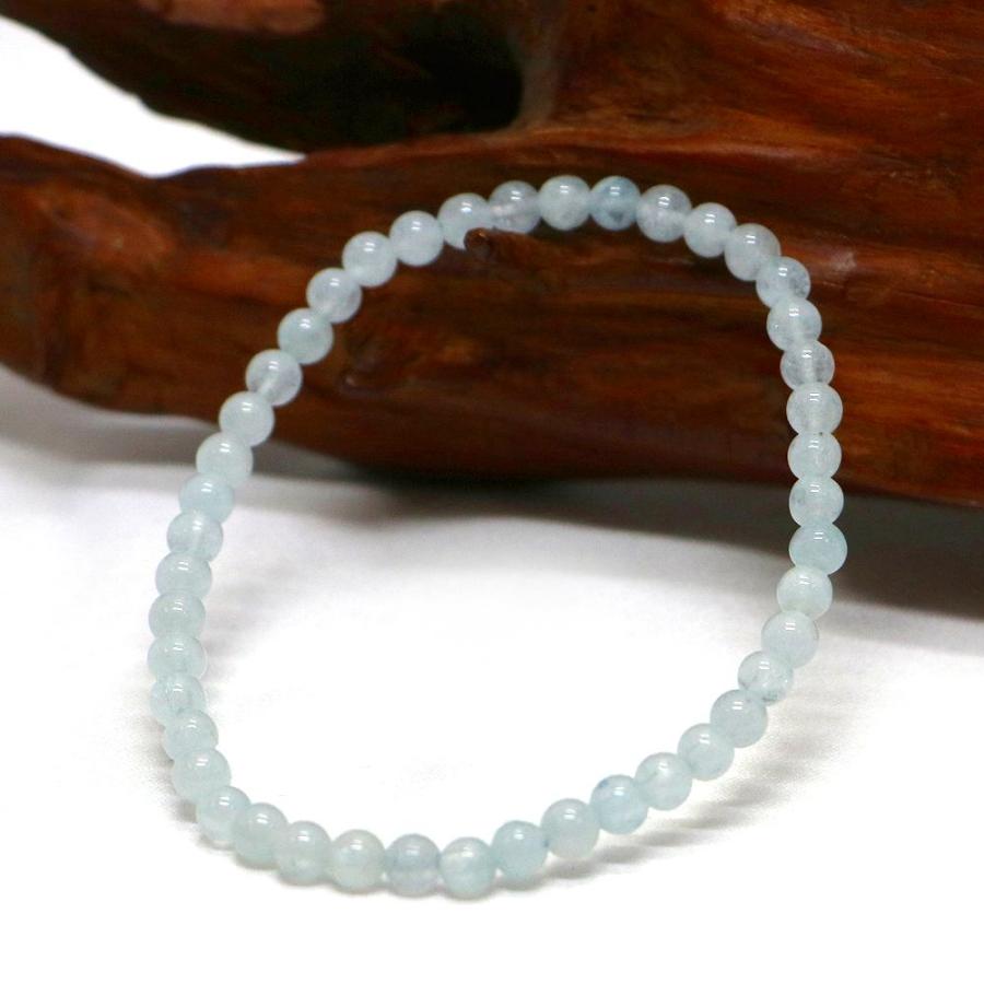 パワーストーン 天然石 ブレスレット アクアマリン 丸玉 4mm 数珠 念珠 Bracelet お試し価格 |  | 03