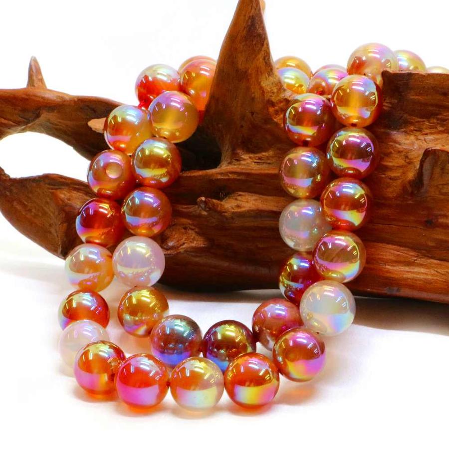 パワーストーン 天然石 ブレスレット カーネリアンオーラ 丸玉 12mm 数珠 念珠 Bracelet お試し価格 |  | 11