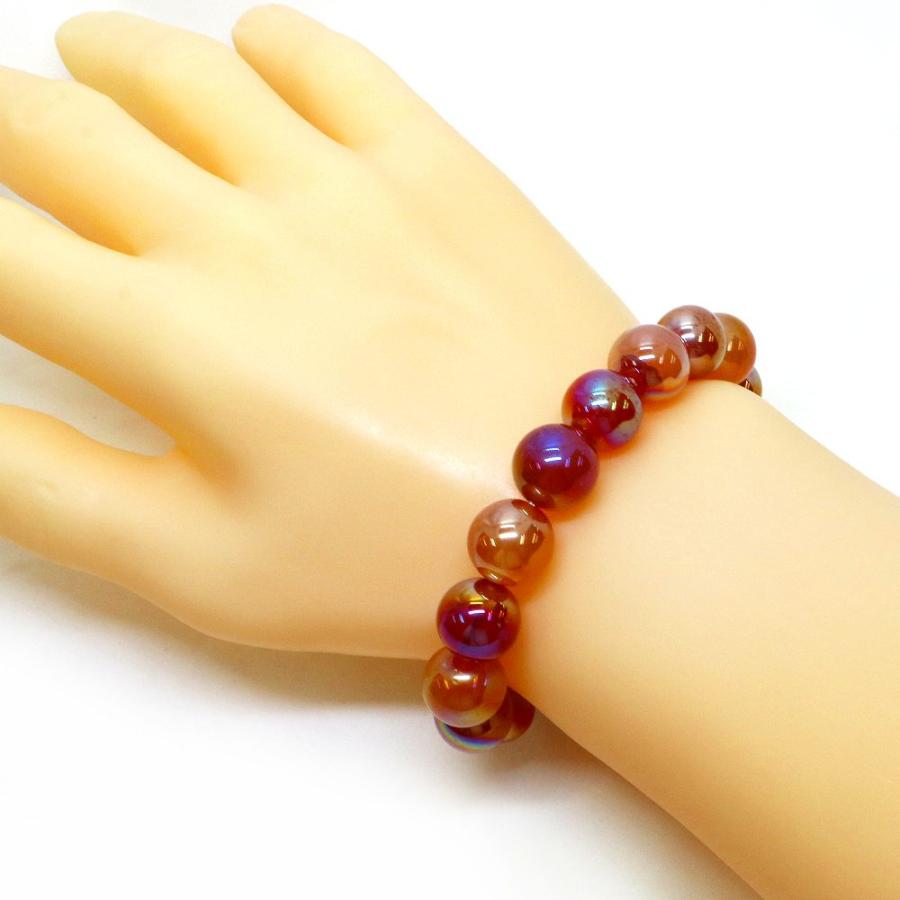 パワーストーン 天然石 ブレスレット カーネリアンオーラ 丸玉 12mm 数珠 念珠 Bracelet お試し価格 |  | 02