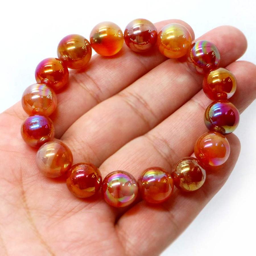 パワーストーン 天然石 ブレスレット カーネリアンオーラ 丸玉 12mm 数珠 念珠 Bracelet お試し価格 |  | 04