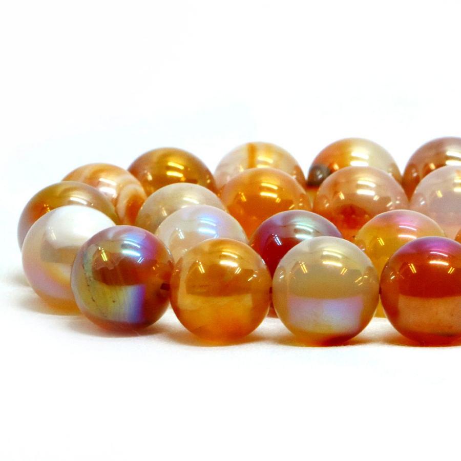 パワーストーン 天然石 ブレスレット カーネリアンオーラ 丸玉 12mm 数珠 念珠 Bracelet お試し価格 |  | 10