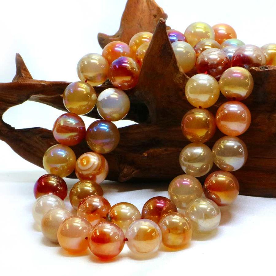 パワーストーン 天然石 ブレスレット カーネリアンオーラ 丸玉 12mm 数珠 念珠 Bracelet お試し価格 |  | 11