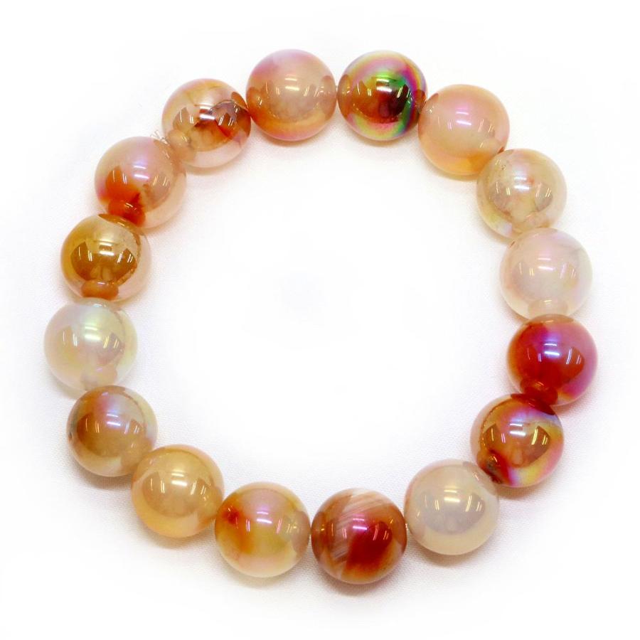 パワーストーン 天然石 ブレスレット カーネリアンオーラ 丸玉 12mm 数珠 念珠 Bracelet お試し価格 |  | 01