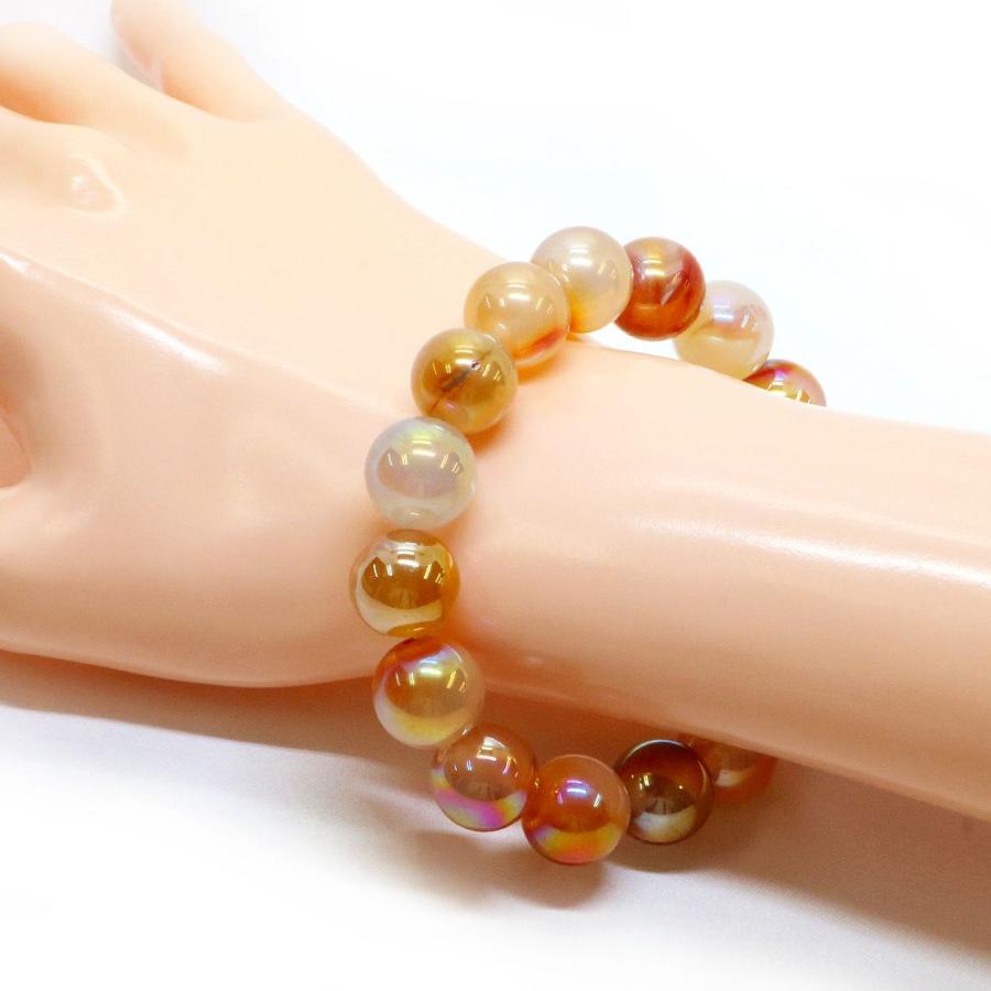 パワーストーン 天然石 ブレスレット カーネリアンオーラ 丸玉 12mm 数珠 念珠 Bracelet お試し価格 |  | 02