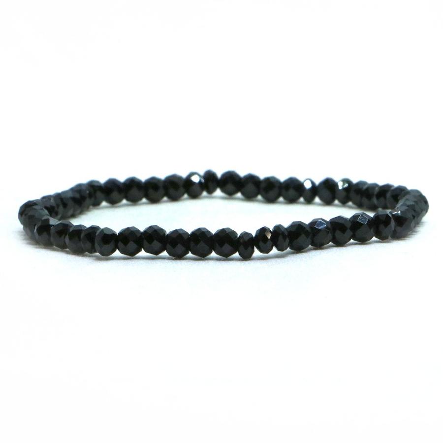 パワーストーン 天然石 ブレスレット ブラックスピネル ボタンカット 3×4mm 数珠 念珠 Bracelet お試し価格 | 
