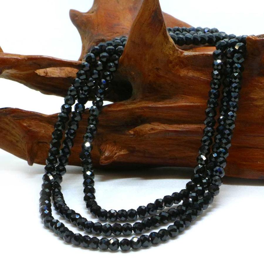 パワーストーン 天然石 ブレスレット ブラックスピネル ボタンカット 3×4mm 数珠 念珠 Bracelet お試し価格 |  | 11
