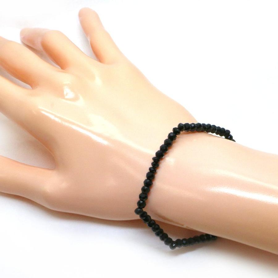 パワーストーン 天然石 ブレスレット ブラックスピネル ボタンカット 3×4mm 数珠 念珠 Bracelet お試し価格 |  | 02