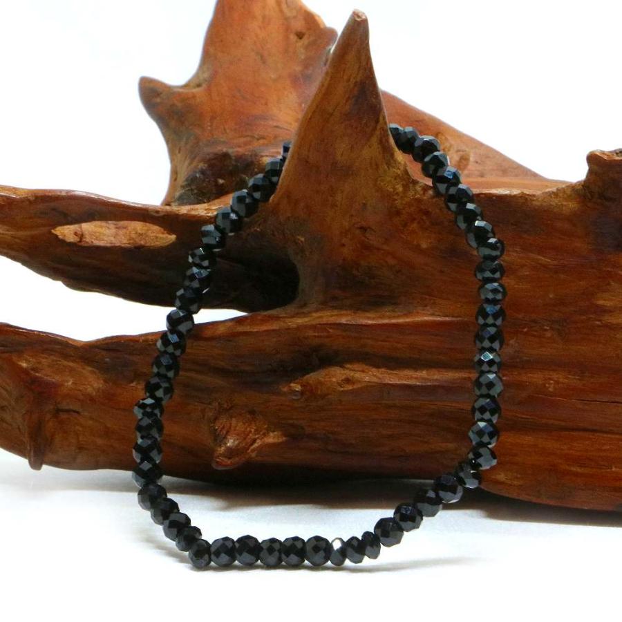 パワーストーン 天然石 ブレスレット ブラックスピネル ボタンカット 3×4mm 数珠 念珠 Bracelet お試し価格 |  | 03