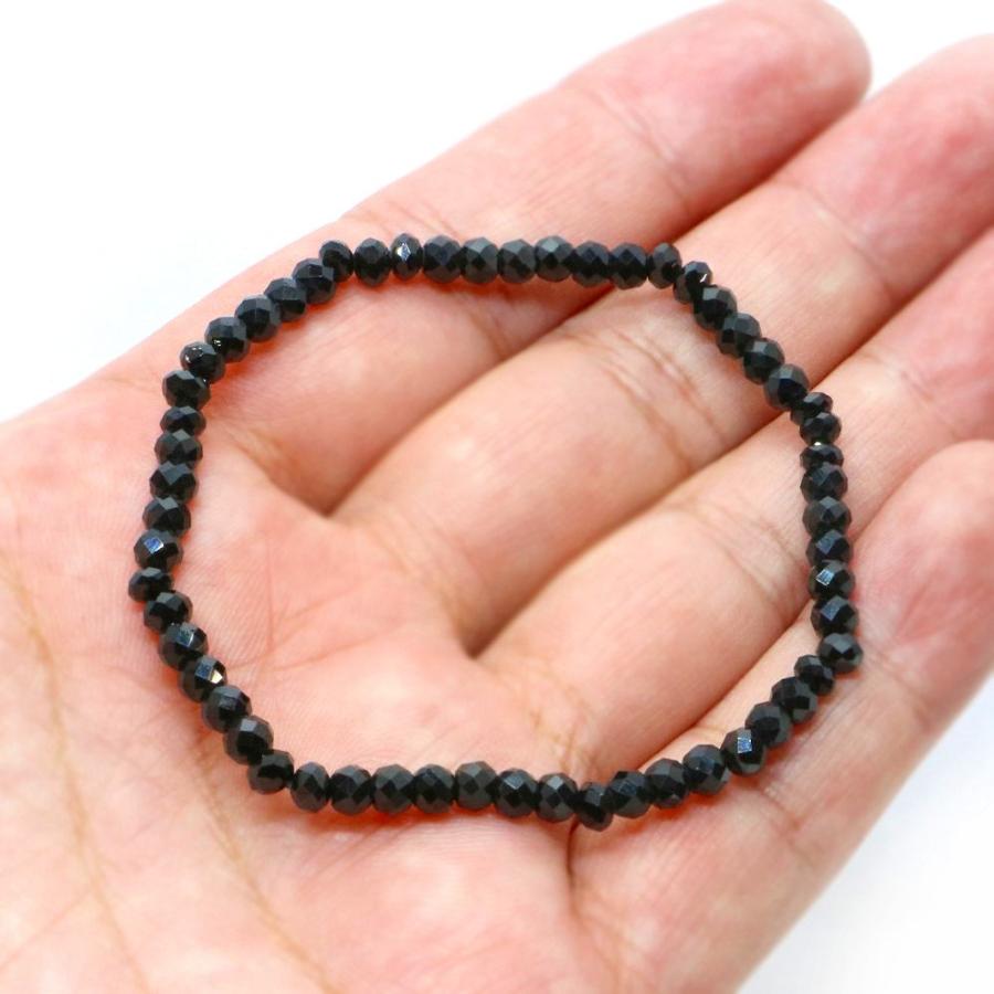 パワーストーン 天然石 ブレスレット ブラックスピネル ボタンカット 3×4mm 数珠 念珠 Bracelet お試し価格 |  | 04