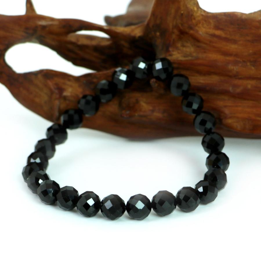 パワーストーン 天然石 ブレスレット ブラックスピネル カット 8ｍｍ 数珠 念珠 Bracelet お試し価格 |  | 02