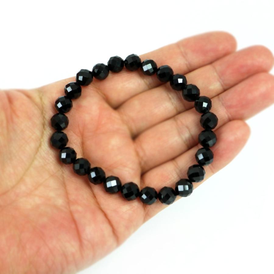 パワーストーン 天然石 ブレスレット ブラックスピネル カット 8ｍｍ 数珠 念珠 Bracelet お試し価格 |  | 04