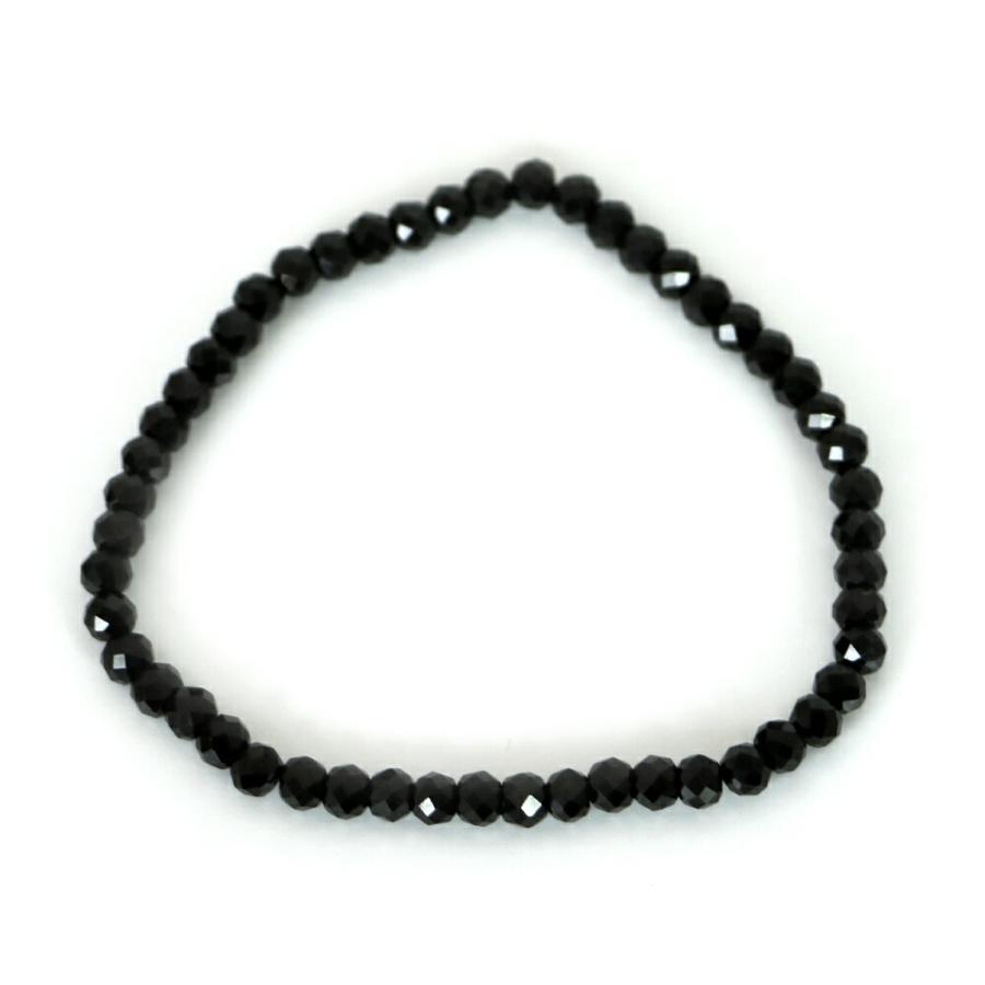パワーストーン 天然石 ブレスレット ブラックスピネル ボタンカット 4×5mm 数珠 念珠 Bracelet お試し価格 |  | 01