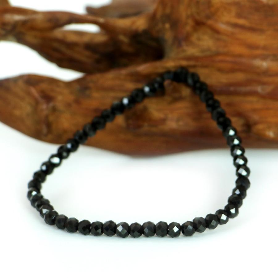 パワーストーン 天然石 ブレスレット ブラックスピネル ボタンカット 4×5mm 数珠 念珠 Bracelet お試し価格 |  | 02