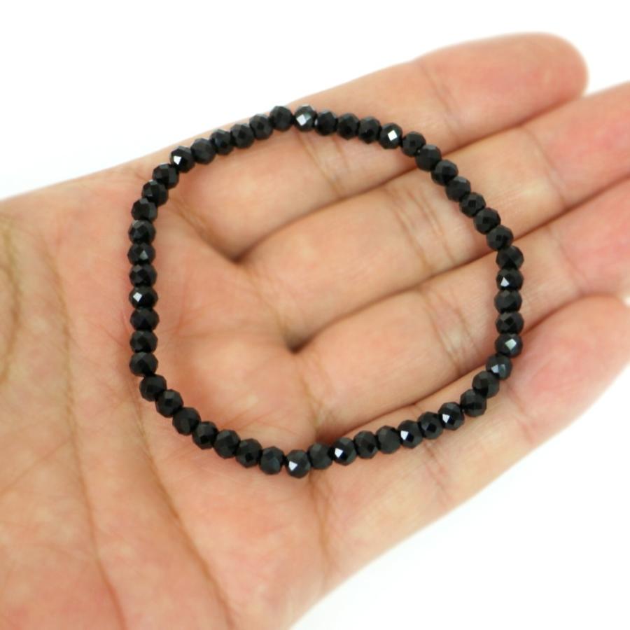 パワーストーン 天然石 ブレスレット ブラックスピネル ボタンカット 4×5mm 数珠 念珠 Bracelet お試し価格 |  | 04