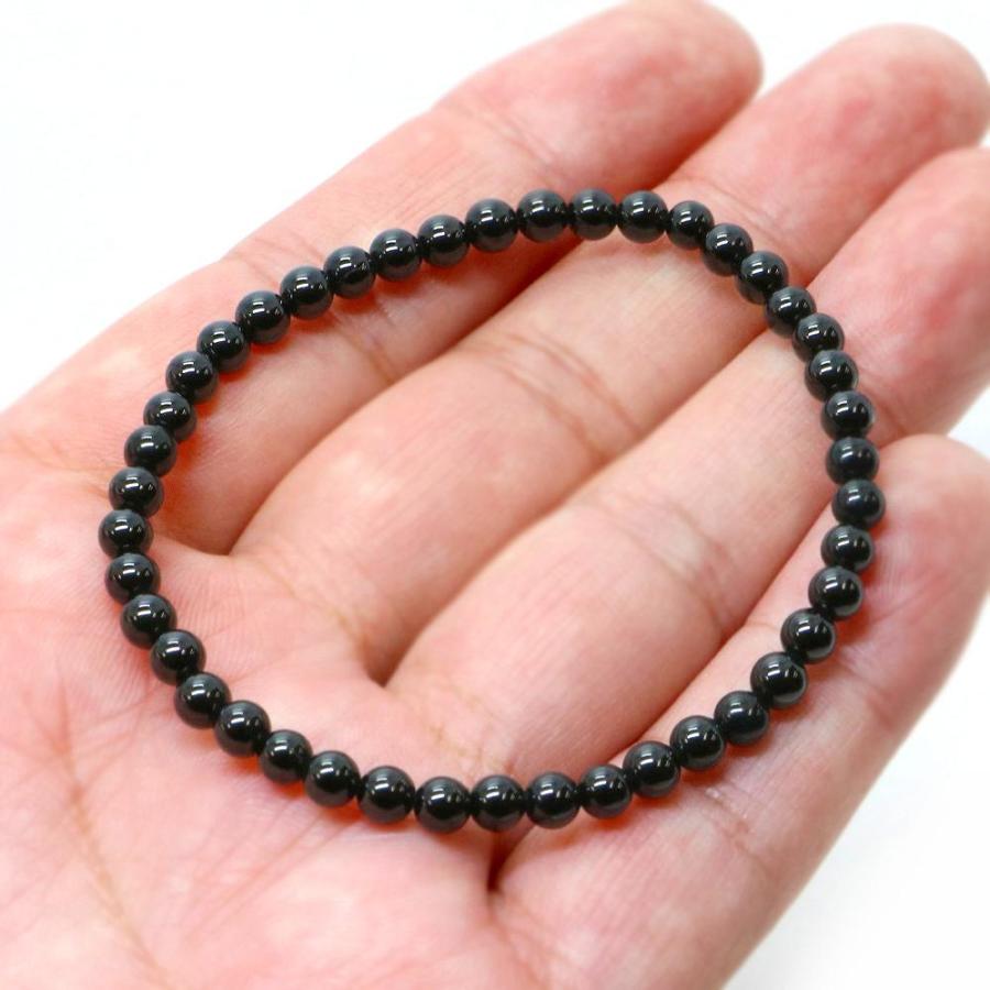 パワーストーン 天然石 ブレスレット ブラックスピネル 丸玉 4mm 数珠 念珠 Bracelet お試し価格 |  | 04