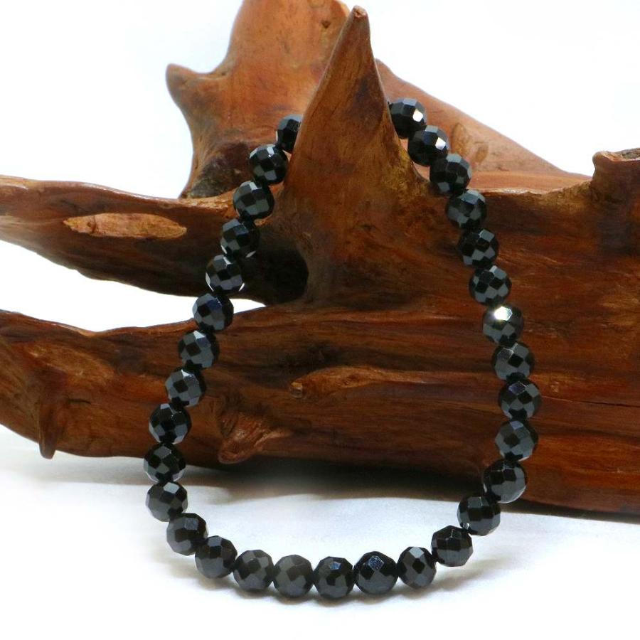 パワーストーン 天然石 ブレスレット ブラックスピネル カット 6mm 数珠 念珠 Bracelet お試し価格 |  | 03