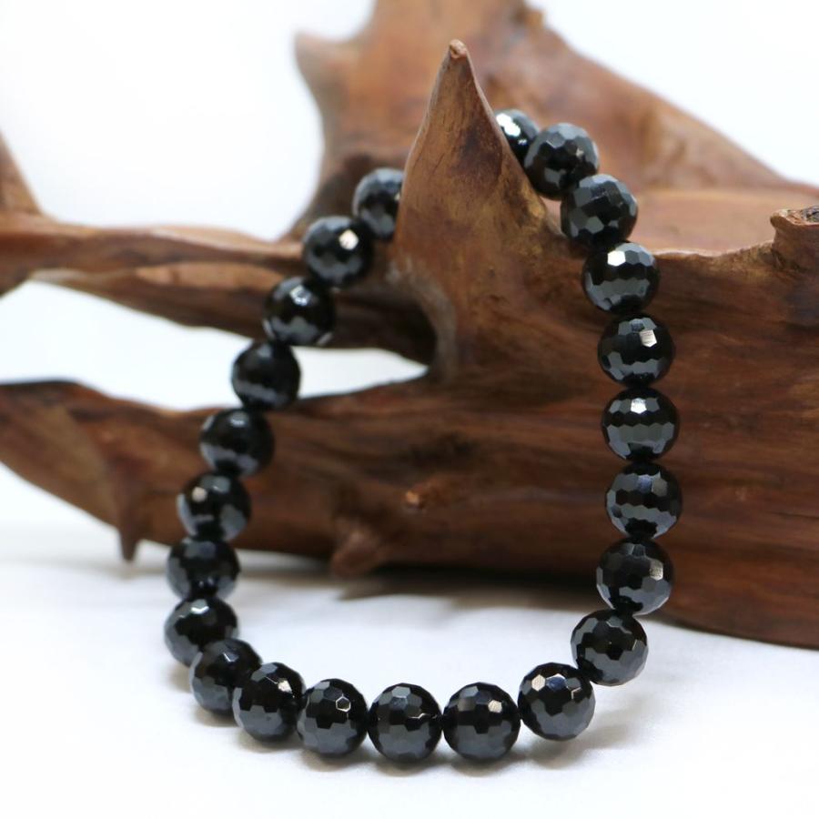 パワーストーン 天然石 ブレスレット ブラックスピネル 多面カット 8mm 数珠 念珠 Bracelet お試し価格 |  | 03