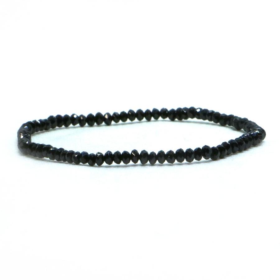パワーストーン 天然石 ブレスレット ブラックスピネル ボタンカット 2×3mm 数珠 念珠 Bracelet お試し価格 | 