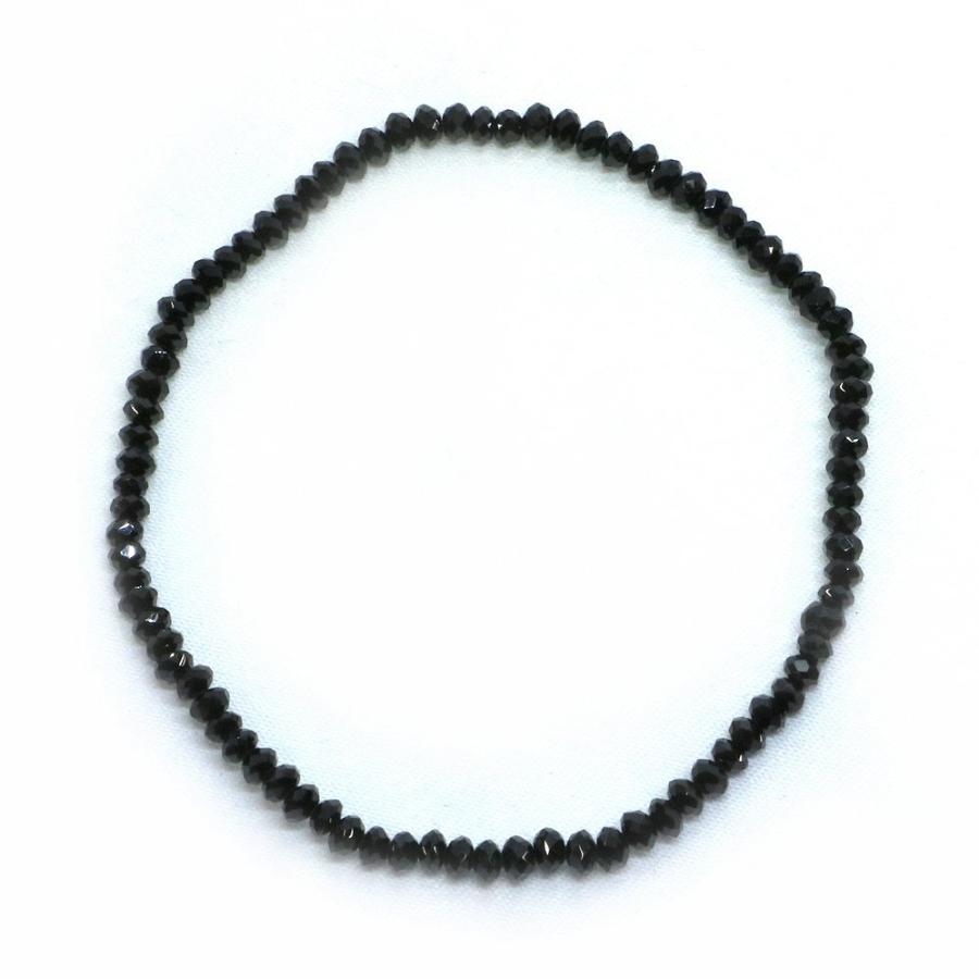 パワーストーン 天然石 ブレスレット ブラックスピネル ボタンカット 2×3mm 数珠 念珠 Bracelet お試し価格 |  | 01