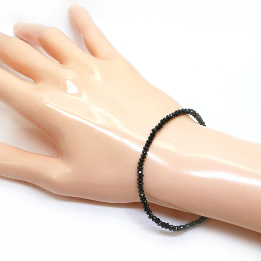 パワーストーン 天然石 ブレスレット ブラックスピネル ボタンカット 2×3mm 数珠 念珠 Bracelet お試し価格 |  | 02