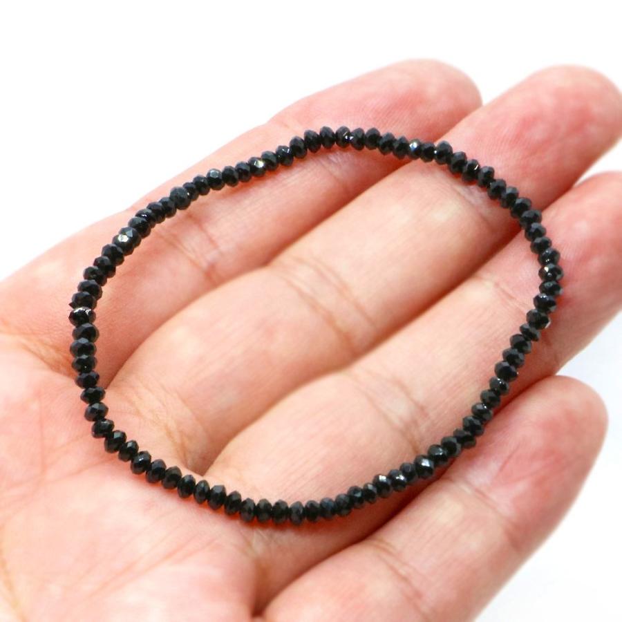 パワーストーン 天然石 ブレスレット ブラックスピネル ボタンカット 2×3mm 数珠 念珠 Bracelet お試し価格 |  | 04