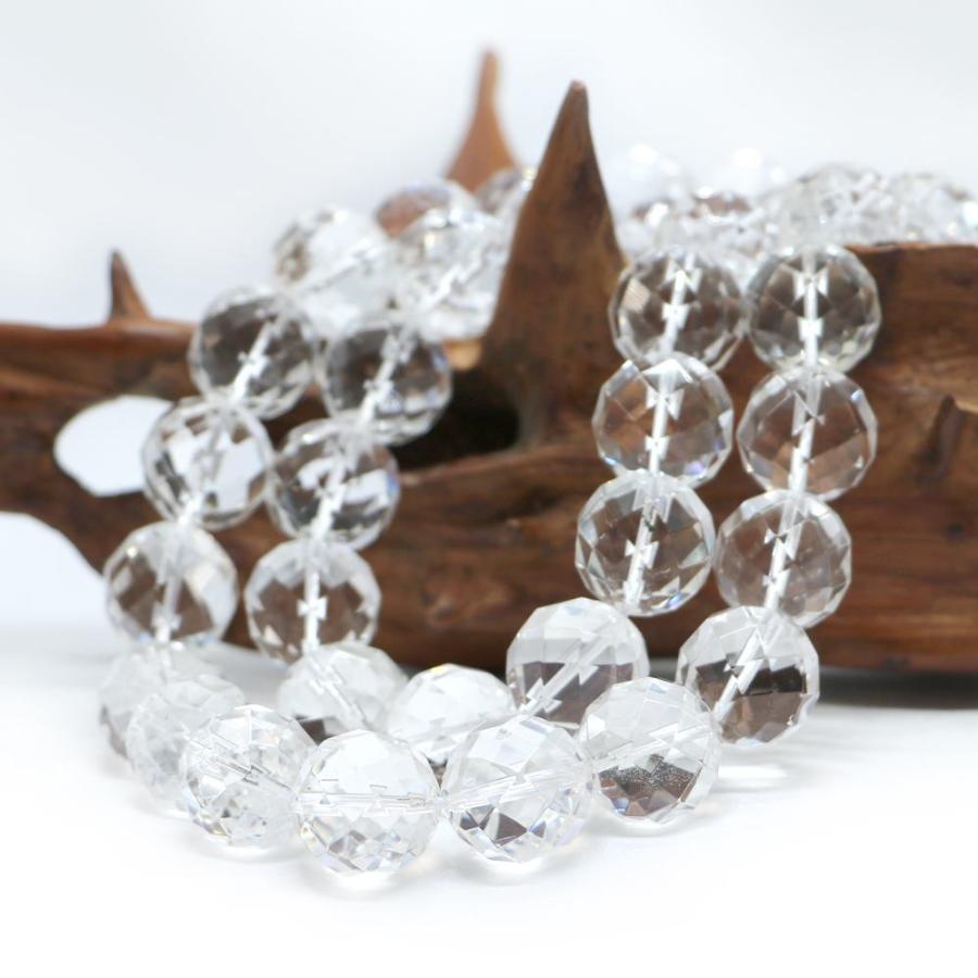 パワーストーン 天然石 ブレスレット 水晶 クリスタル カット 16mm 数珠 念珠 Bracelet お試し価格 |  | 11