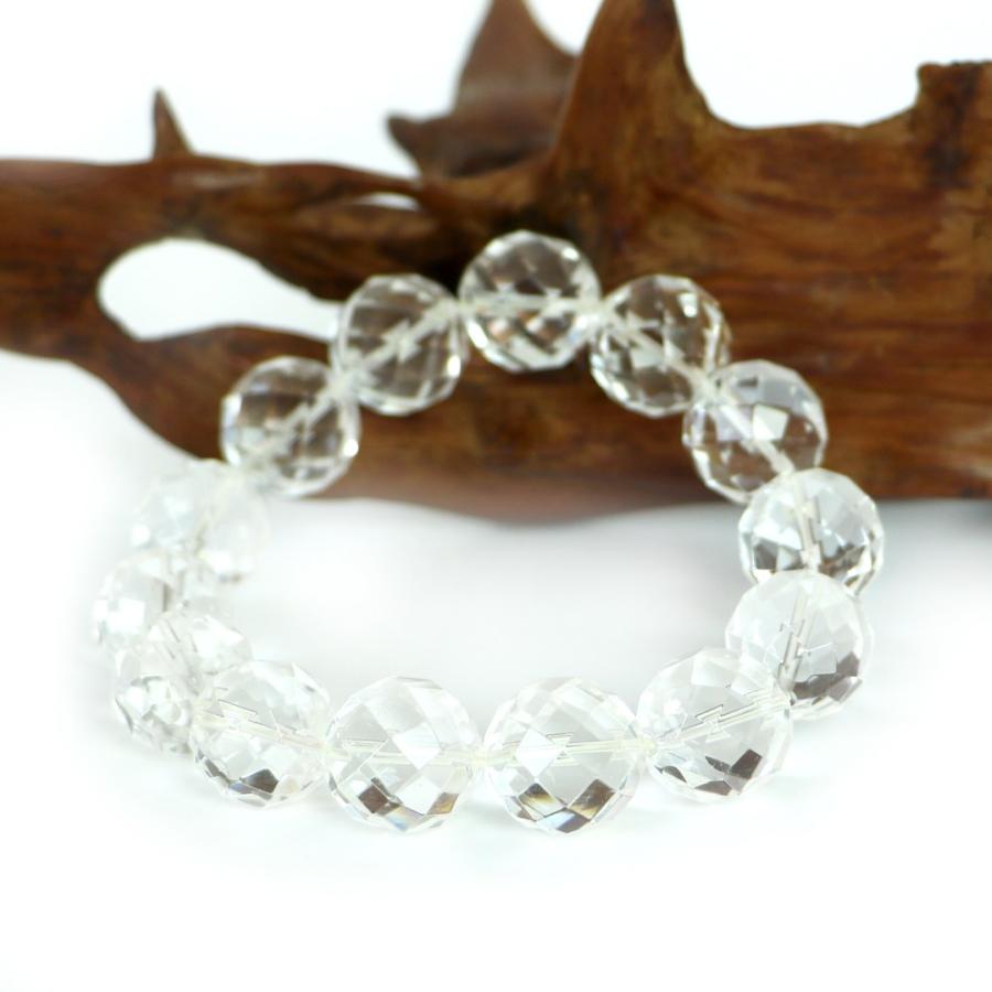 パワーストーン 天然石 ブレスレット 水晶 クリスタル カット 16mm 数珠 念珠 Bracelet お試し価格 |  | 02