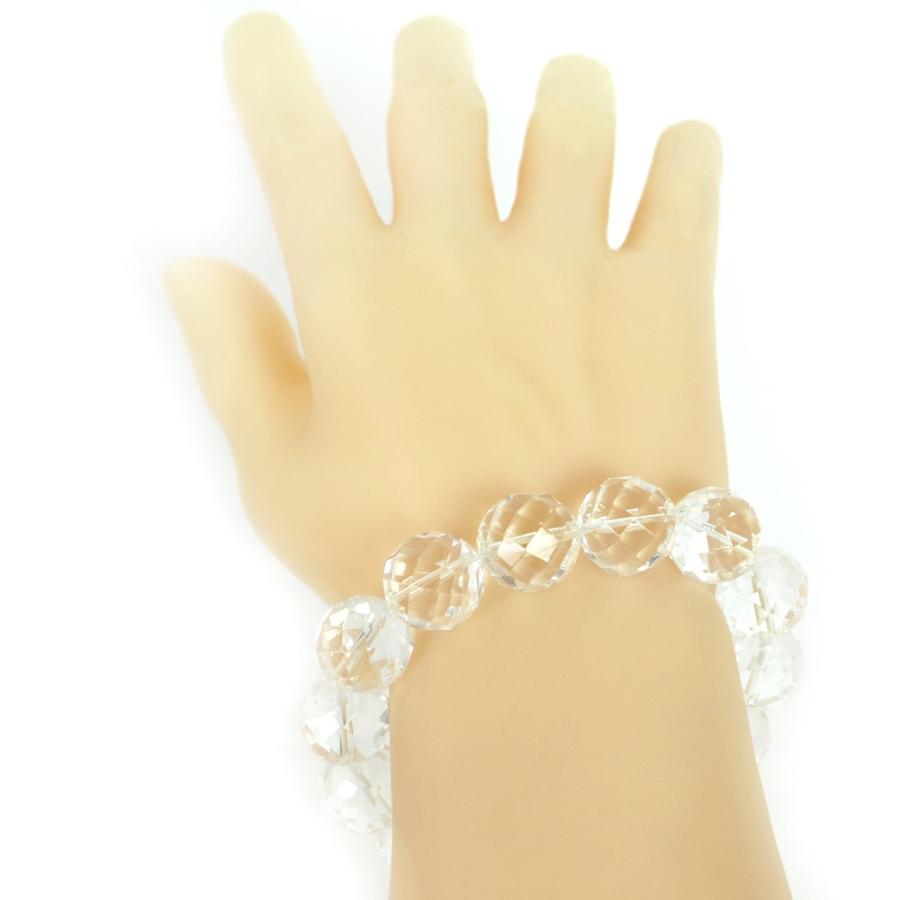 パワーストーン 天然石 ブレスレット 水晶 クリスタル カット 16mm 数珠 念珠 Bracelet お試し価格 |  | 03