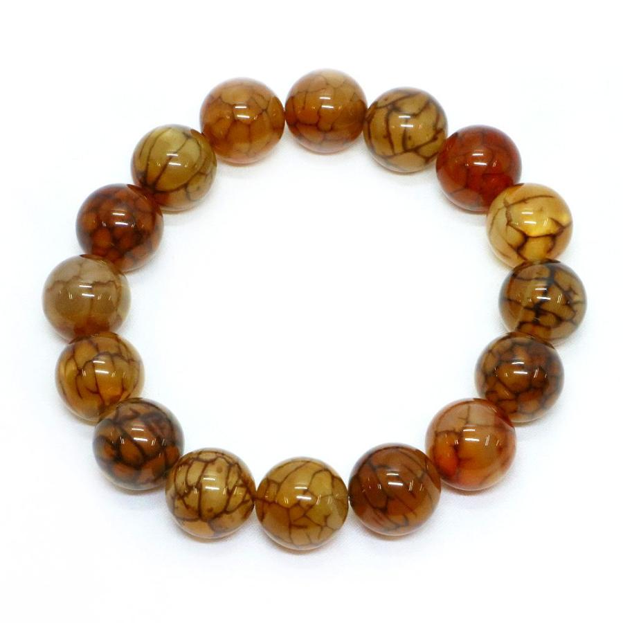 パワーストーン 天然石 ブレスレット ドラゴンアゲート（ブラウン） 丸玉 14mm 数珠 念珠 Bracelet お試し価格 |  | 01