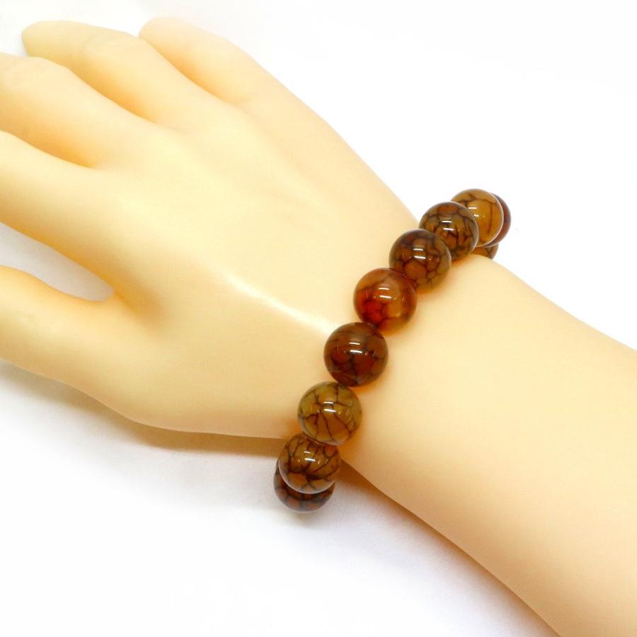 パワーストーン 天然石 ブレスレット ドラゴンアゲート（ブラウン） 丸玉 14mm 数珠 念珠 Bracelet お試し価格 |  | 02