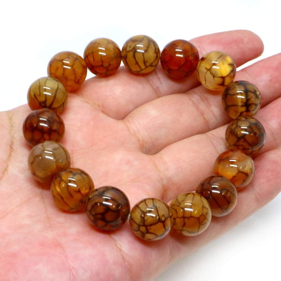 パワーストーン 天然石 ブレスレット ドラゴンアゲート（ブラウン） 丸玉 14mm 数珠 念珠 Bracelet お試し価格 |  | 04