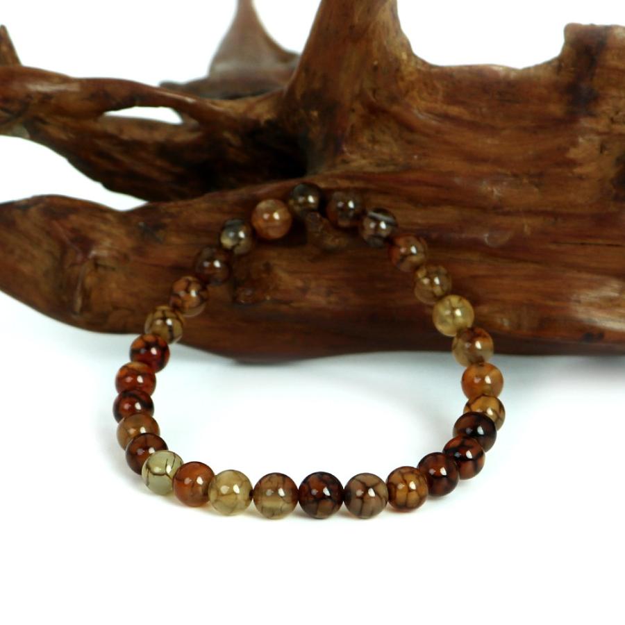 パワーストーン 天然石 ブレスレ ット ドラゴンアゲート（ブラウン）【丸玉】6mm 数珠 念珠 Bracelet お試し価 格 |  | 02