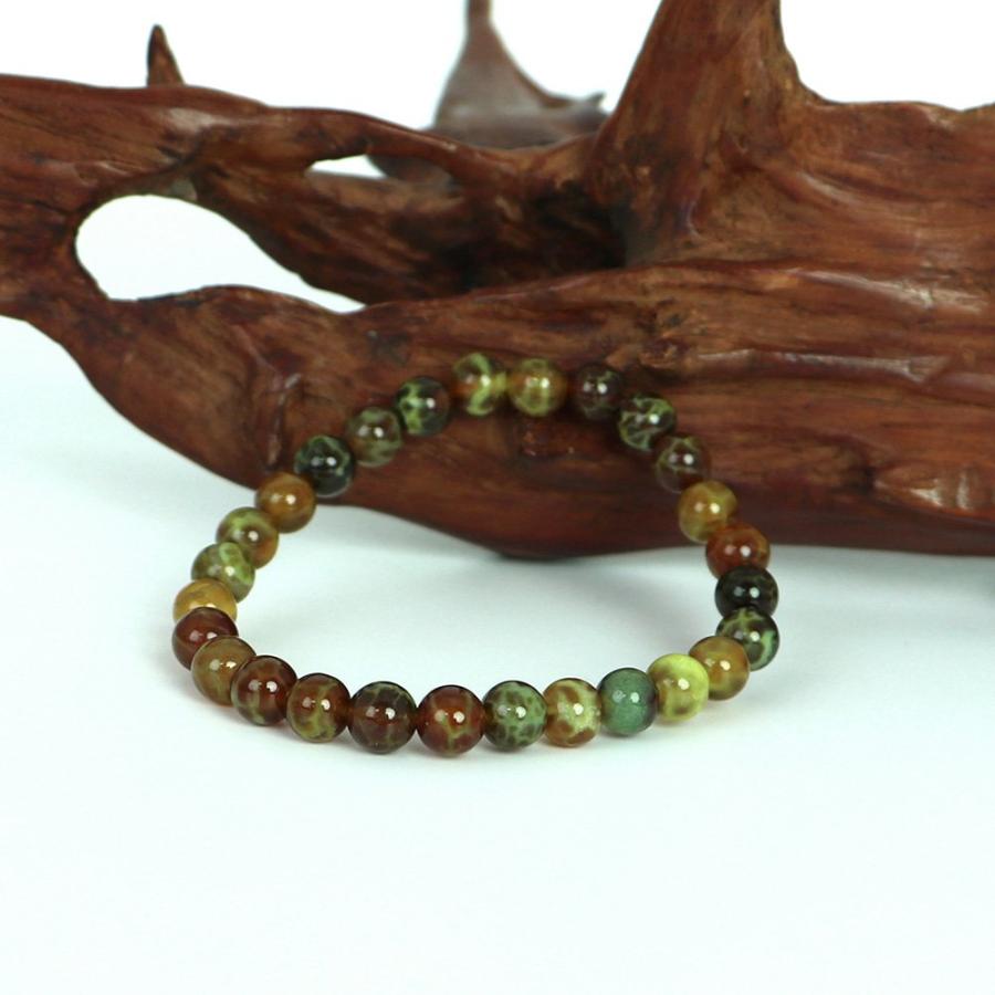 パワーストーン 天然石 ブレスレット ドラゴンアゲート（グリーン） 丸玉 6ｍｍ 数珠 念珠 Bracelet お試し価格 |  | 02