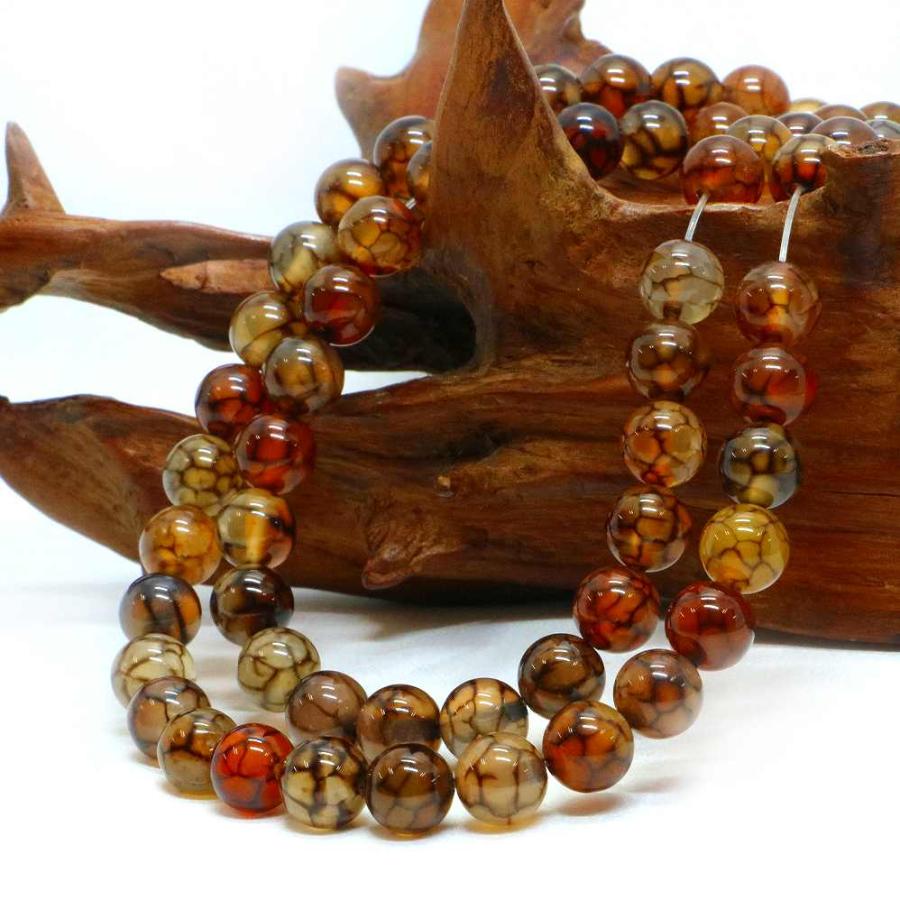 パワーストーン 天然石 ブレスレット ドラゴンアゲート（ブラウン） 丸玉 8mm 数珠 念珠 Bracelet お試し価格 |  | 11