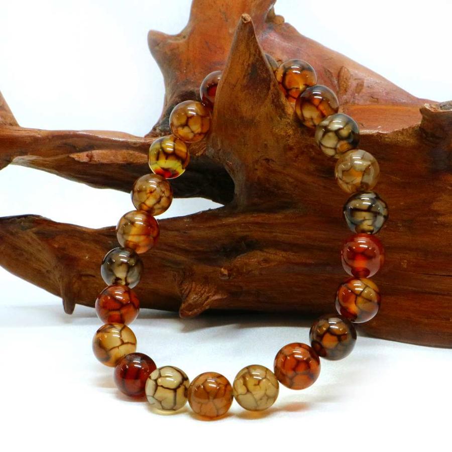 パワーストーン 天然石 ブレスレット ドラゴンアゲート（ブラウン） 丸玉 8mm 数珠 念珠 Bracelet お試し価格 |  | 03