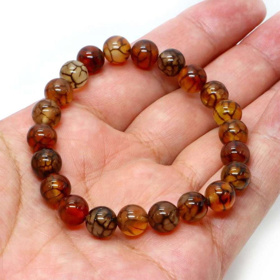 パワーストーン 天然石 ブレスレット ドラゴンアゲート（ブラウン） 丸玉 8mm 数珠 念珠 Bracelet お試し価格 |  | 04