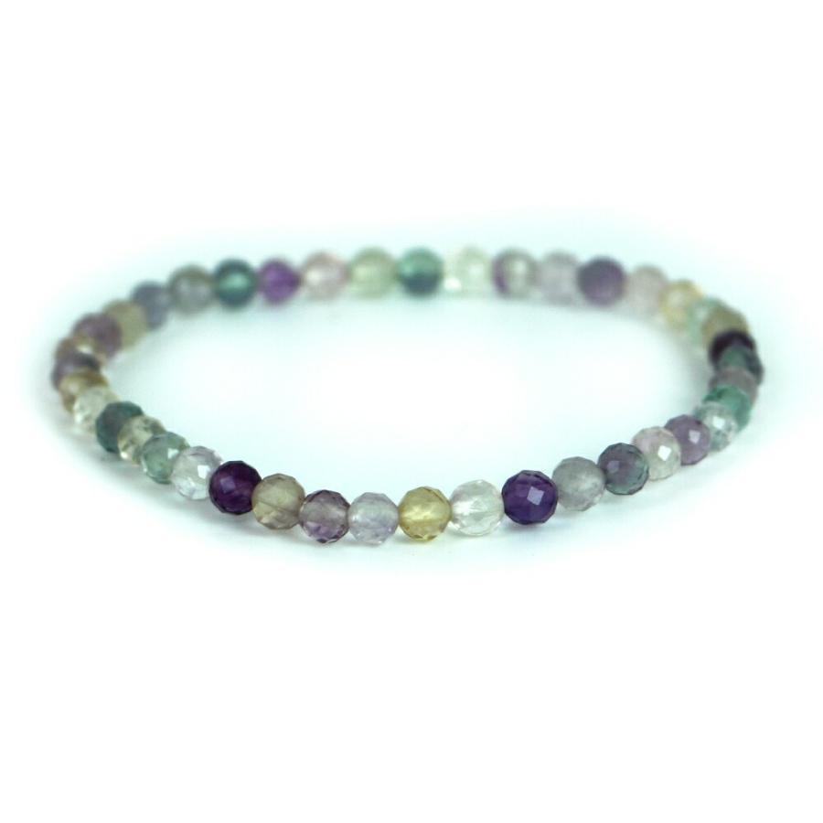 パワーストーン 天然石 ブレスレット フローライト カット 4ｍｍ 数珠 念珠 Bracelet お試し価格 | 